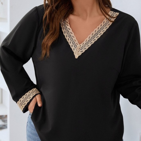 Boho sheer Mesh Lace Long Sleeve Top Shirt Blouse Black - Picture 6 of 12